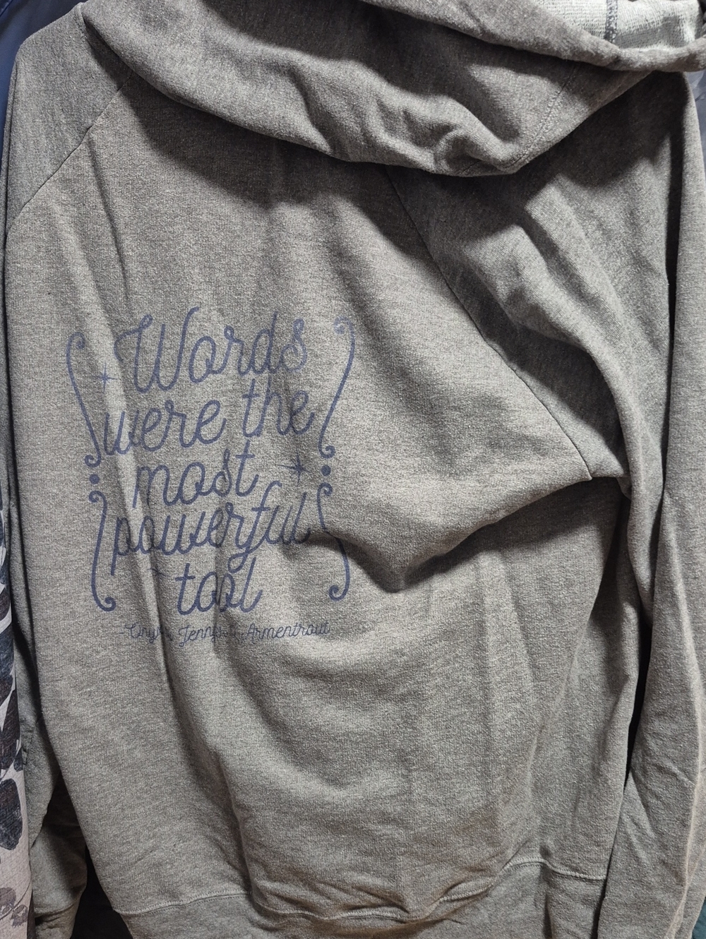 Women's Gray Hooded Sweatshirt with Script Back Print